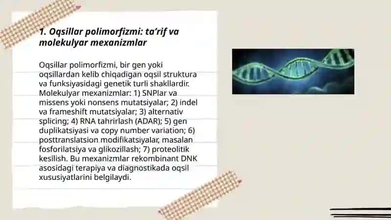 Oqsillar polimorfizmi Tibbiyotda rekombinant DNK dan foydalanish 3