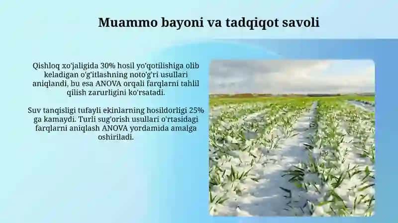Qishloq xo'jaligidagi muammolar va ANOVA usuli 3