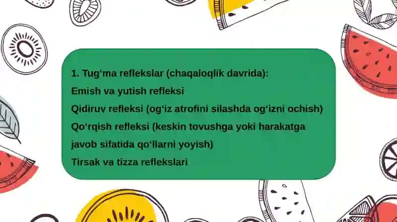 Bolada reflektor reaksiyalarining rivojlanishini baholash 3