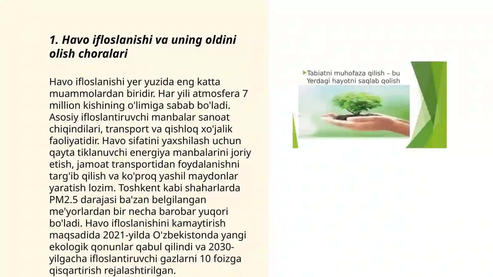 Ekologiya va tabiatni asrash mavzusida loiha ishi 3