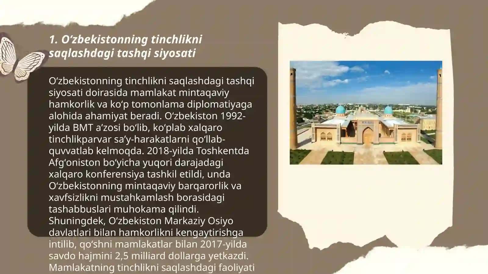 Oʻzbekistonning markaziy Osiyoda tinchlik va barqarorlikni taʼminlashdagi oʻrni Mamalatifova Ruxshona 3