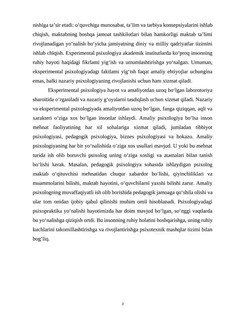PSIXOLOGIK XIZMAT FANI RIVOJLANISHINING ILMIY TARIXIY ASOSLARI KURS ISHI 3