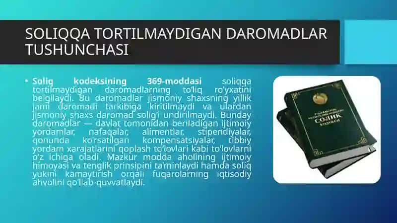Soliqqa Tortilmaydigan Daromadlar 3