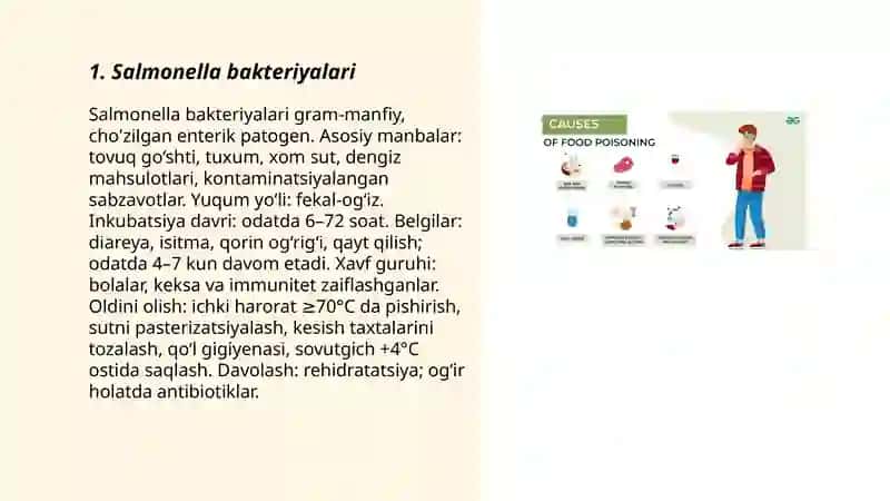 Asosiy uchraydigan ovqatdan zaharlanish qo'zg'atuvchilari 3