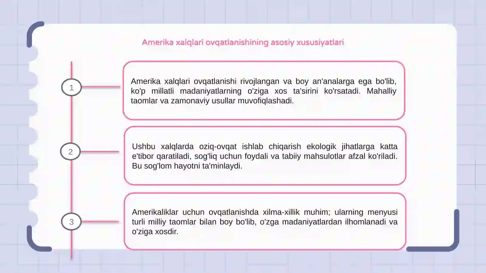 Amerika xalqlari ovqatlanishining oʻziga xos xususiyatlari 3