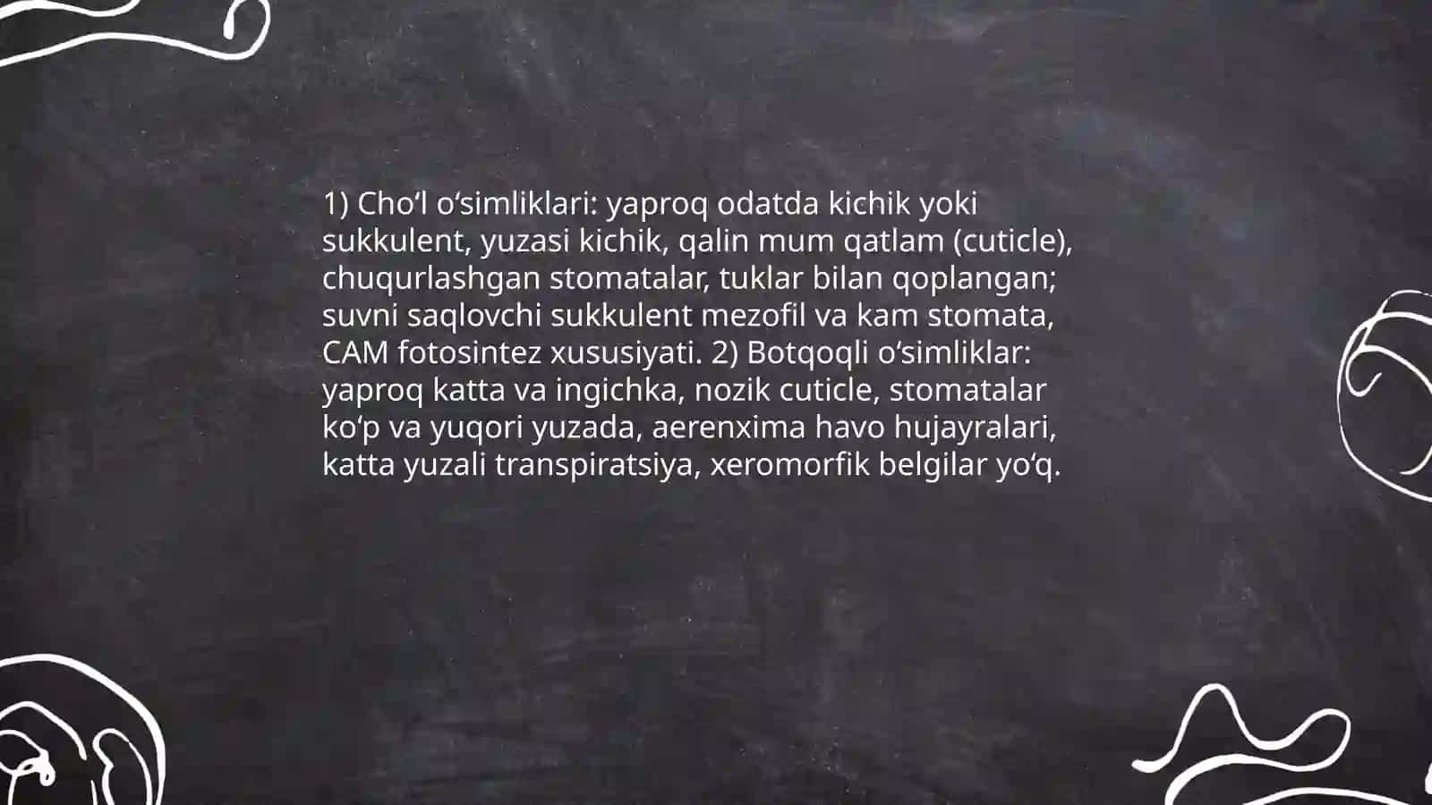 Turli muhit sharoitida o‘sgan o‘simliklarning tuzilishini taqqoslash by Qalandarova Umida 3
