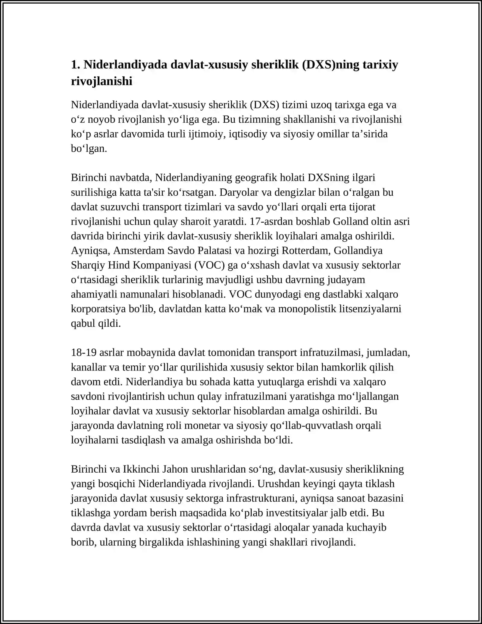 NIDERLANDIYA DAVLAT XUSUSIY SHERIKLIK TIZIMI 3