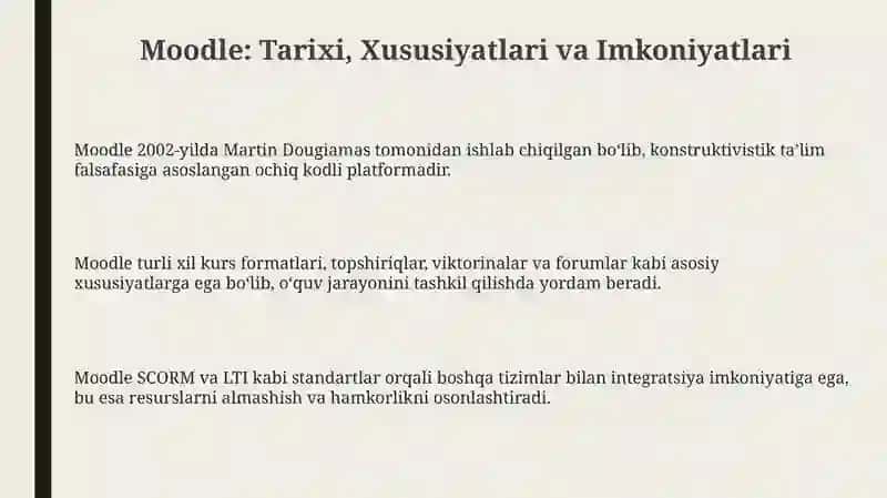 Moodle talim platformasi afzalligi va kamchiligi 3