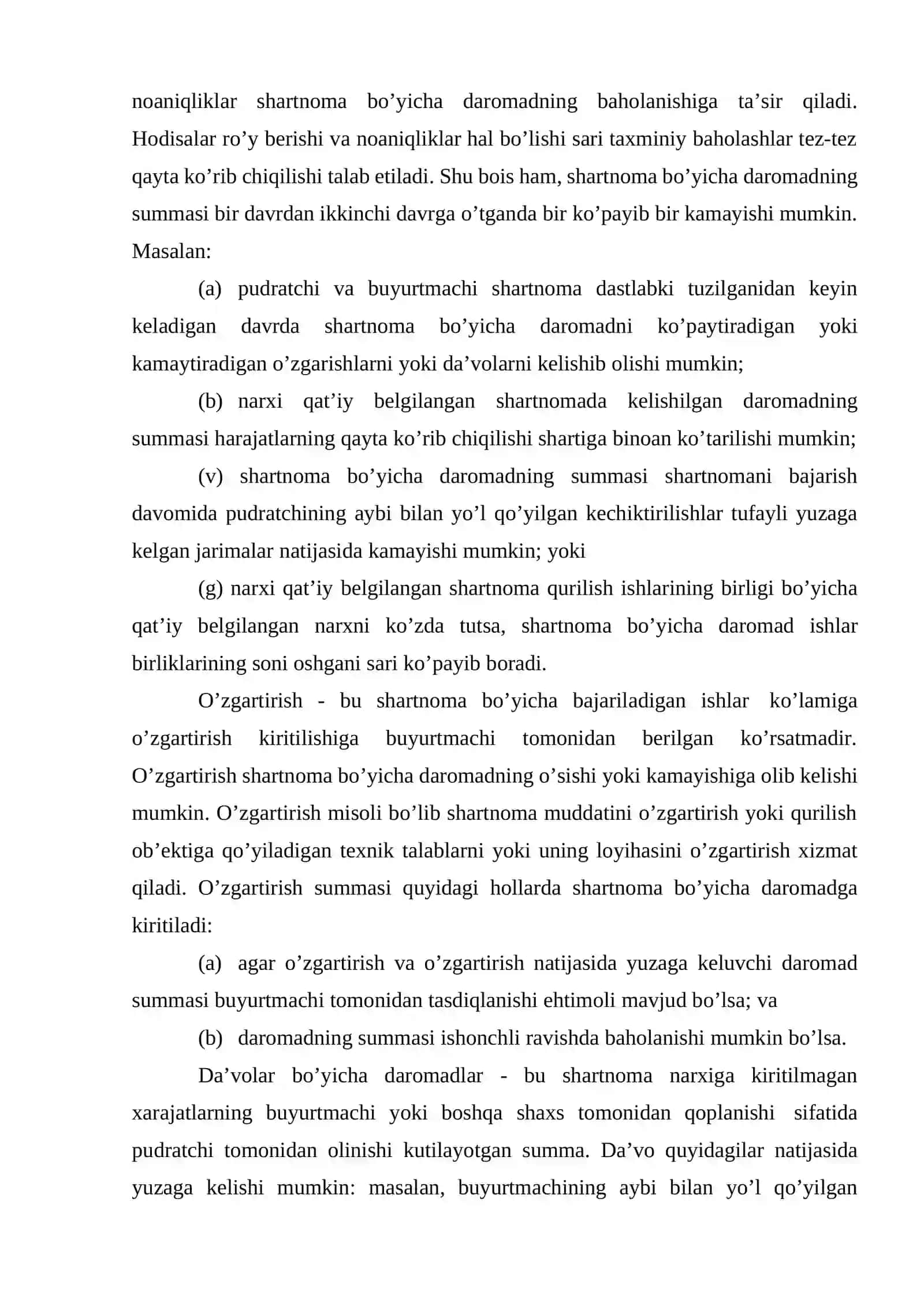 Qurilish shartnomasi bo’yicha daromadlarni tan olish 3