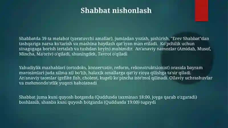 Yahudiylik ta'limoti,an'ana va marosimlari 3