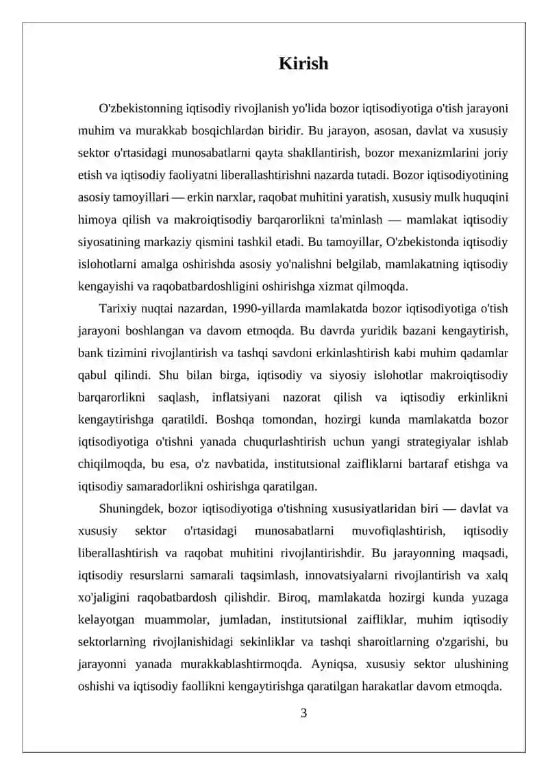 O'ZBEKISTONDA BOZOR IQTISODIYOTIGA O'TISH TAMOYILLARI VA XUSUSIYATLARI 3