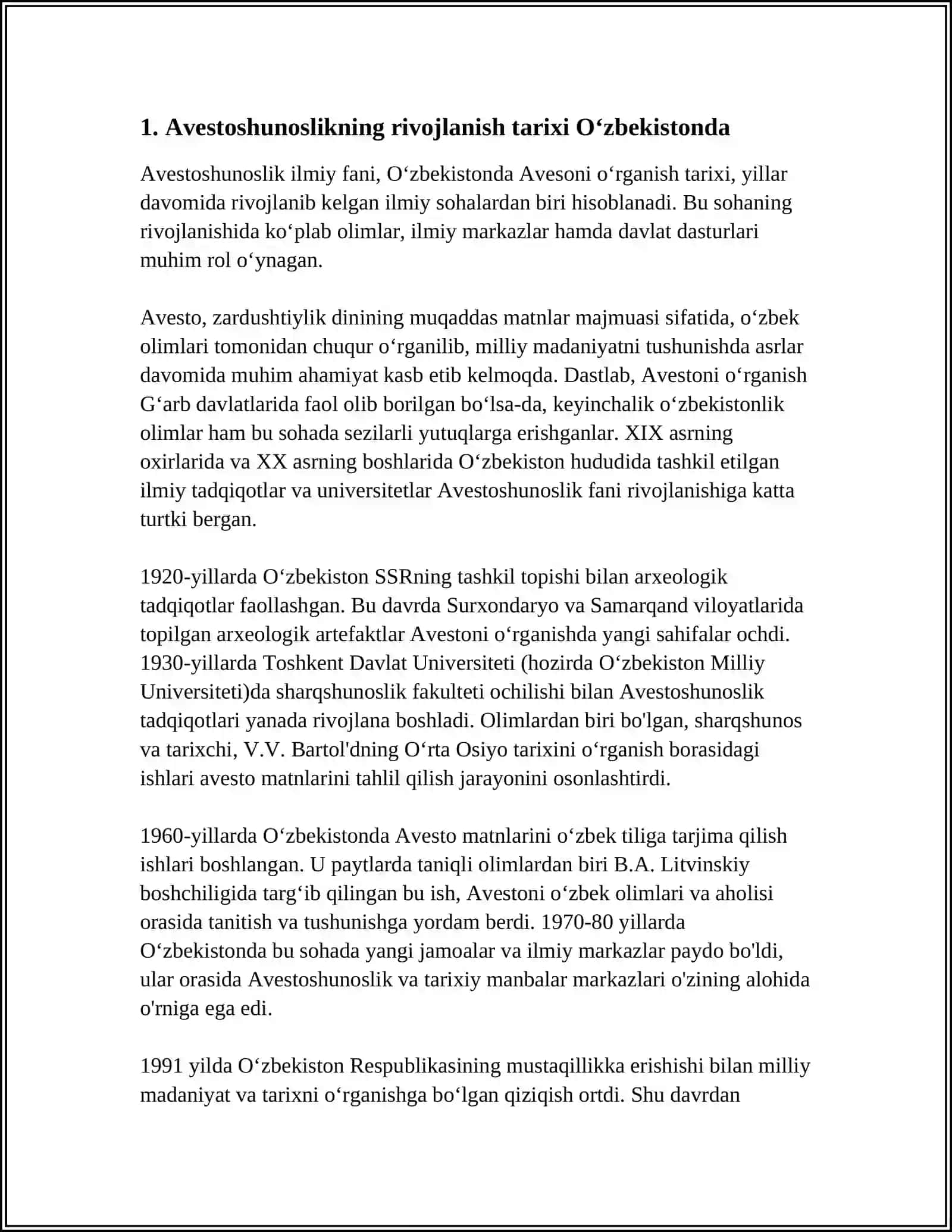 Avestoshunoslikning rivojlanish tarixi Oʻzbekistonda 3