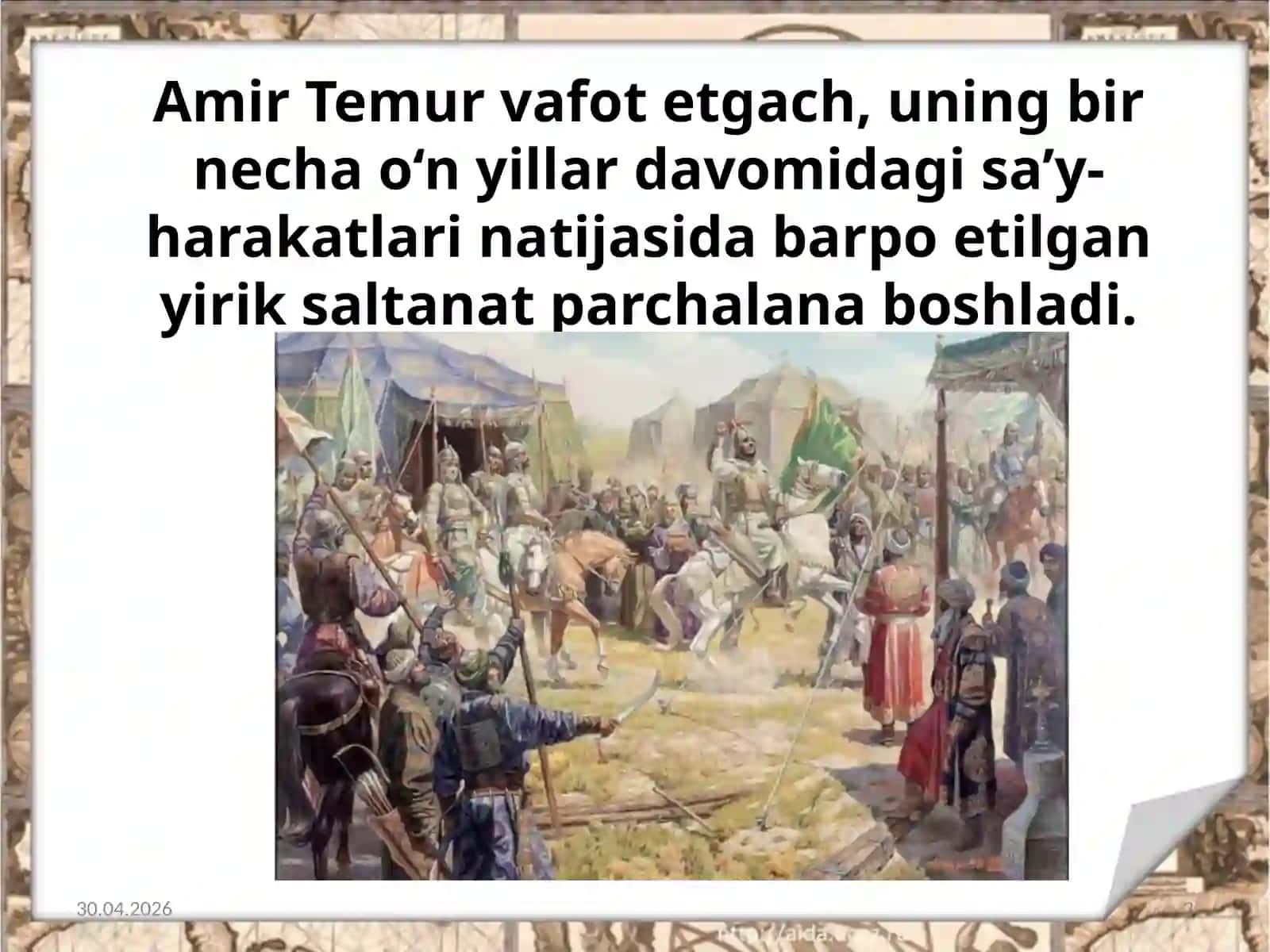7-sinf O'zbekiston tarixi Temuriylar davridagi siyosiy jarayonlar dars taqdimoti 3