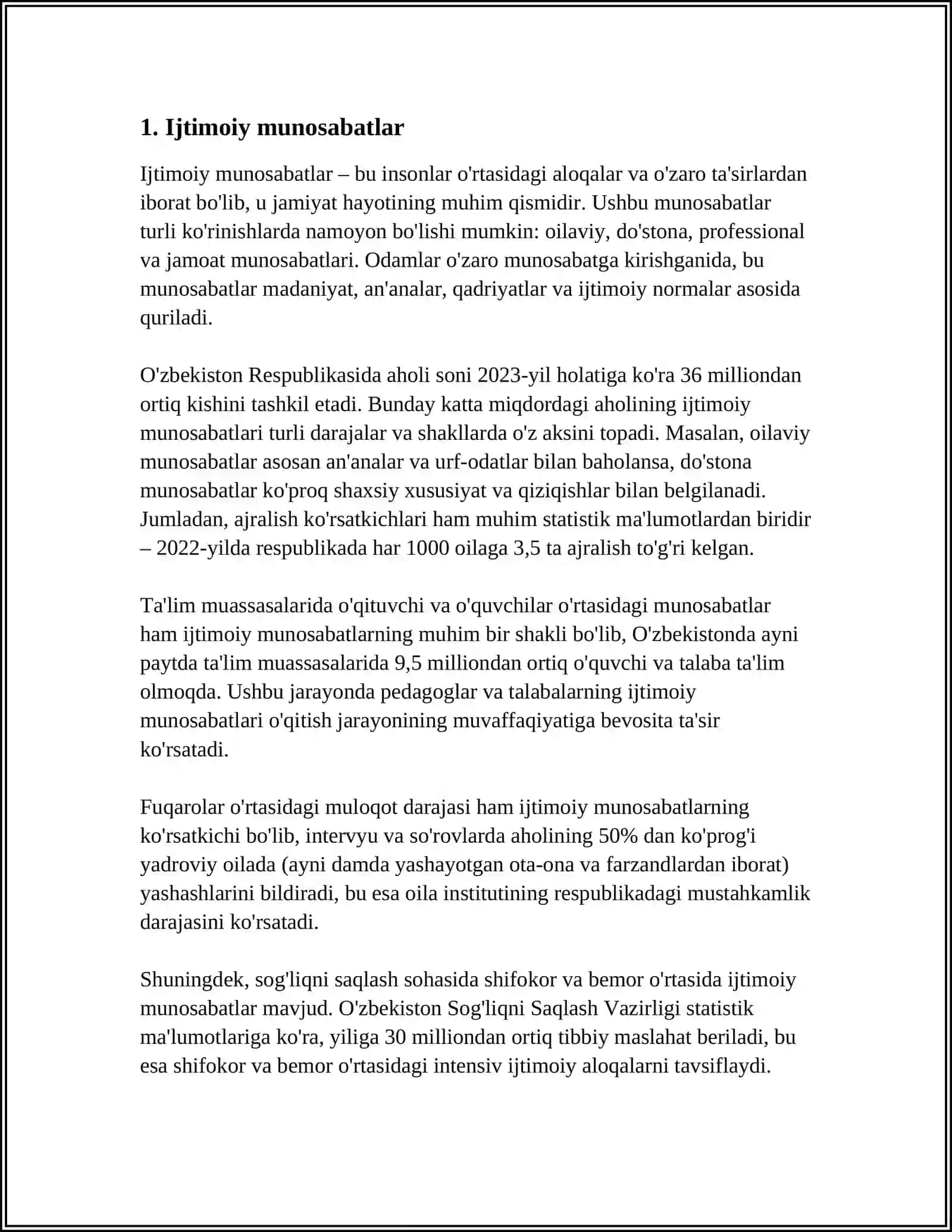 REFERAT Mavzu: SOTSIOLOGIYANING OBʼEKTI, PREDMETI VA MAQSAD, VAZIFALARI 3