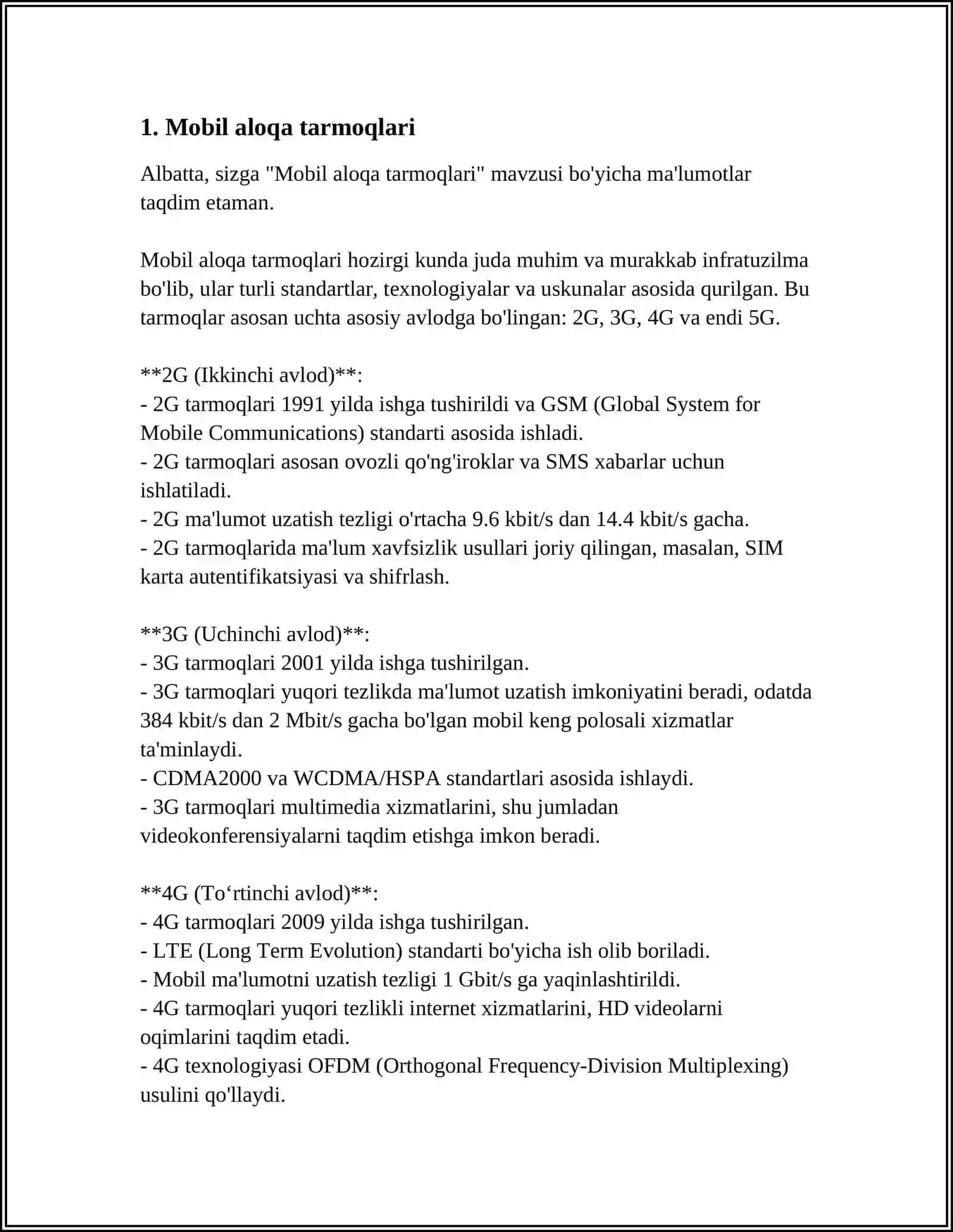 TELEKOMMUNIKATSIYA OPERATORLARINING TARMOQLARI 3