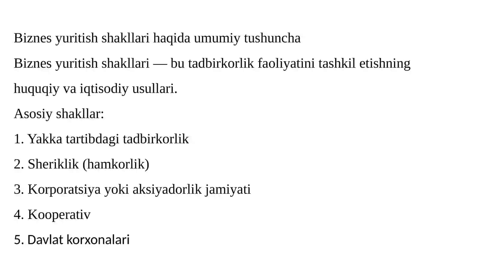 BIZNES YURITISHNING ASOSIY SHAKLLARI: AFZALLIKLARI VA KAMCHILIKLARI 3