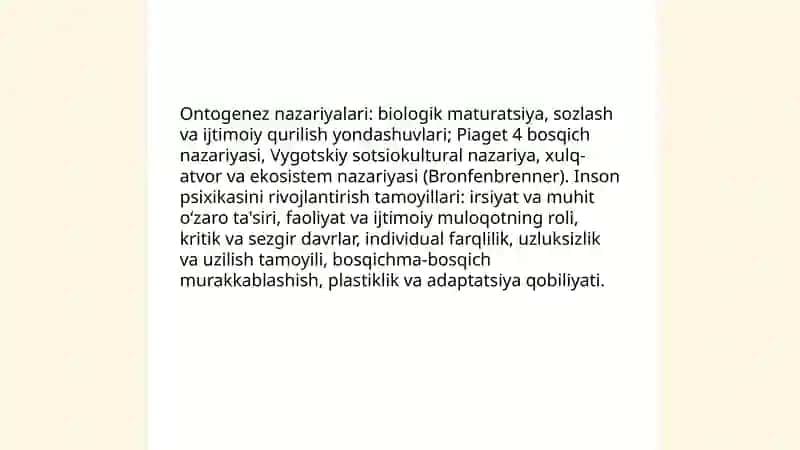 Ontogenezda inson psixikasining rivojlantirish 3
