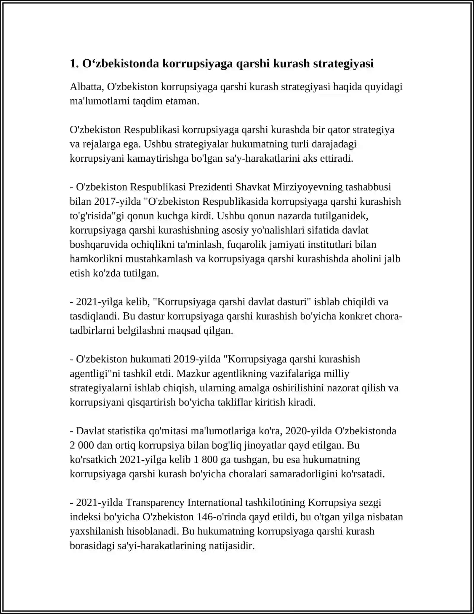 O'ZBEKISTON RESPUBLIKASI KORRUPSIYAGA QARSHI KURASH BORASIDA AMALGA OSHIRILGAN ISLOHOTLAR 3