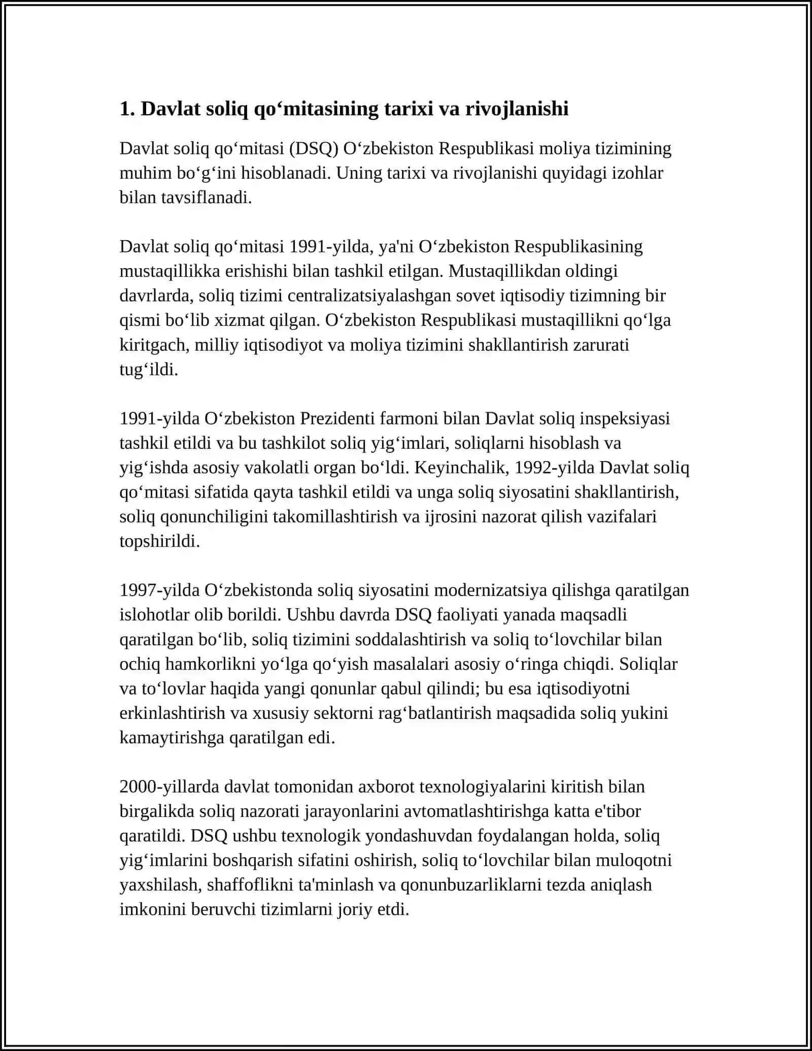 DAVLAT SOLIQ QOʻMITASI INSTITUTSIONAL TASHKILOT SIFATIDA 3
