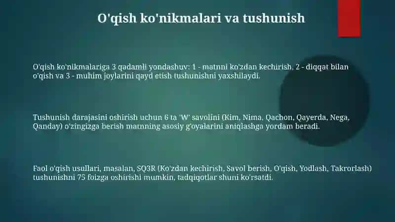 Ogʻzaki ma'lumotni oʻqish va taqdim etish 3