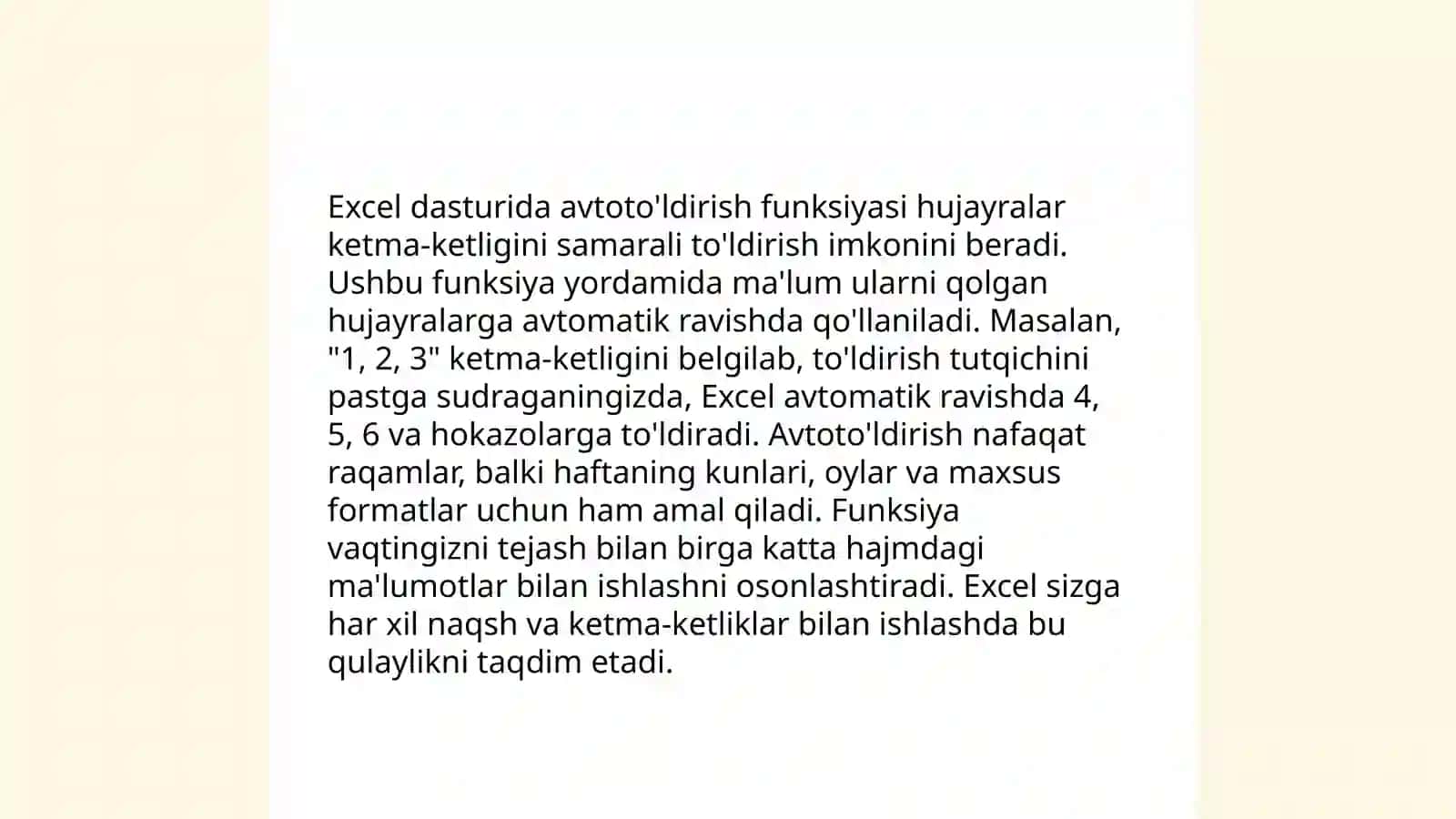 Excel dasturida avtoto'ldirishlar va avtohisoblashlar 3