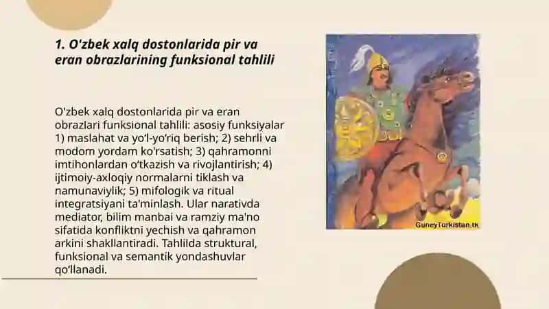 O'zbek xalq dostonlarida qahramonga yordam beruvchi pir va eran obrazlari 3