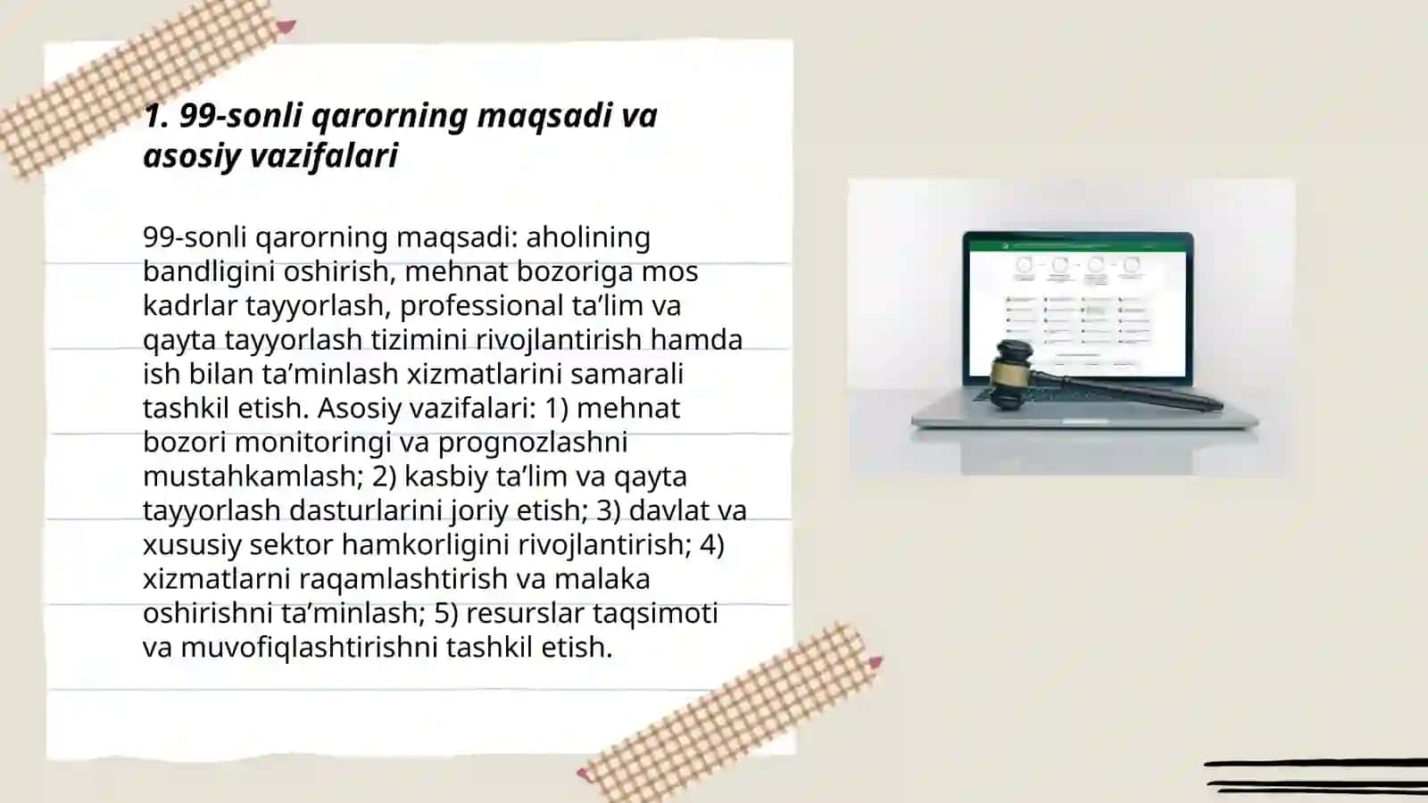 99-sonli qarorning maqsadi va asosiy vazifalari 3