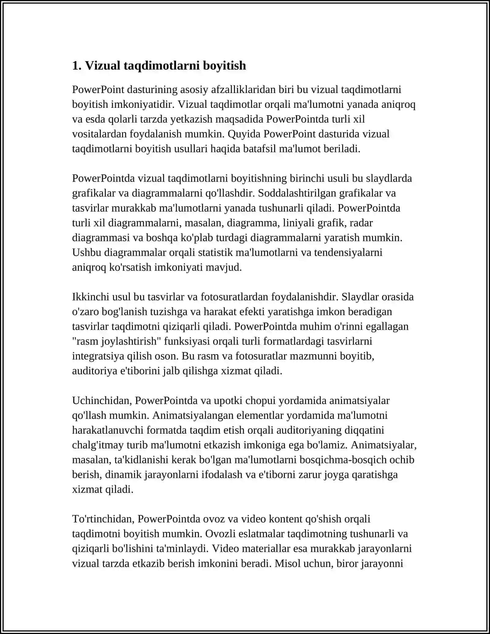 POWER POINT DASTURINING AFZALLIKLARI 3