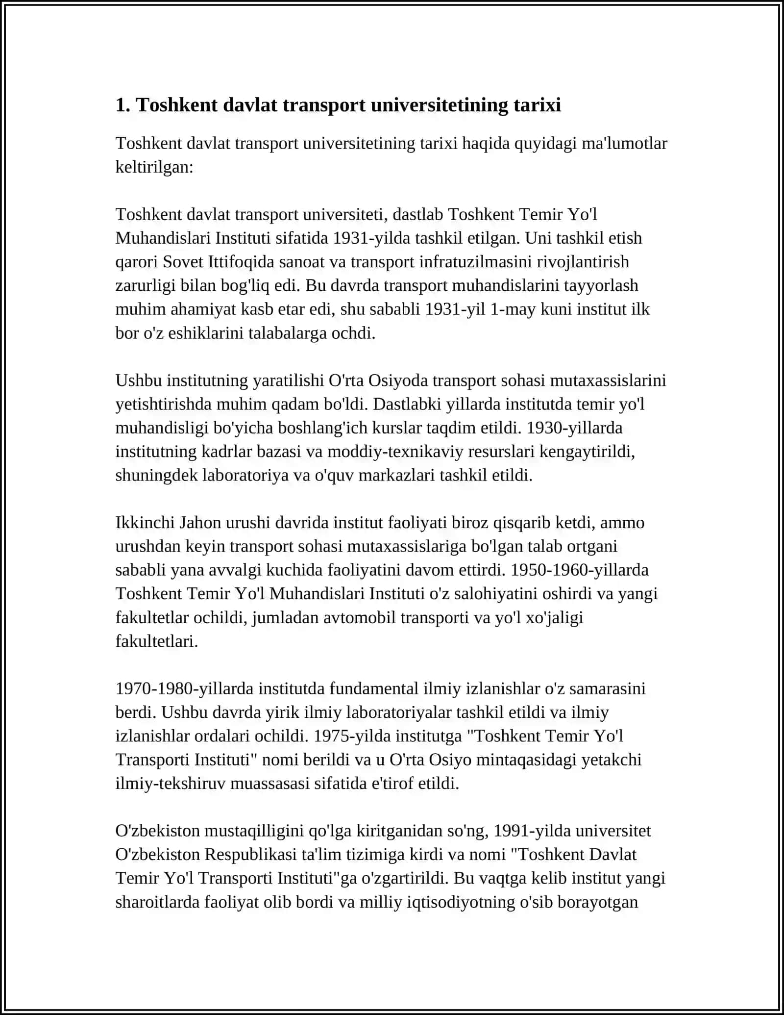 Toshkent Davlat Transport Universiteti Tarixi 3