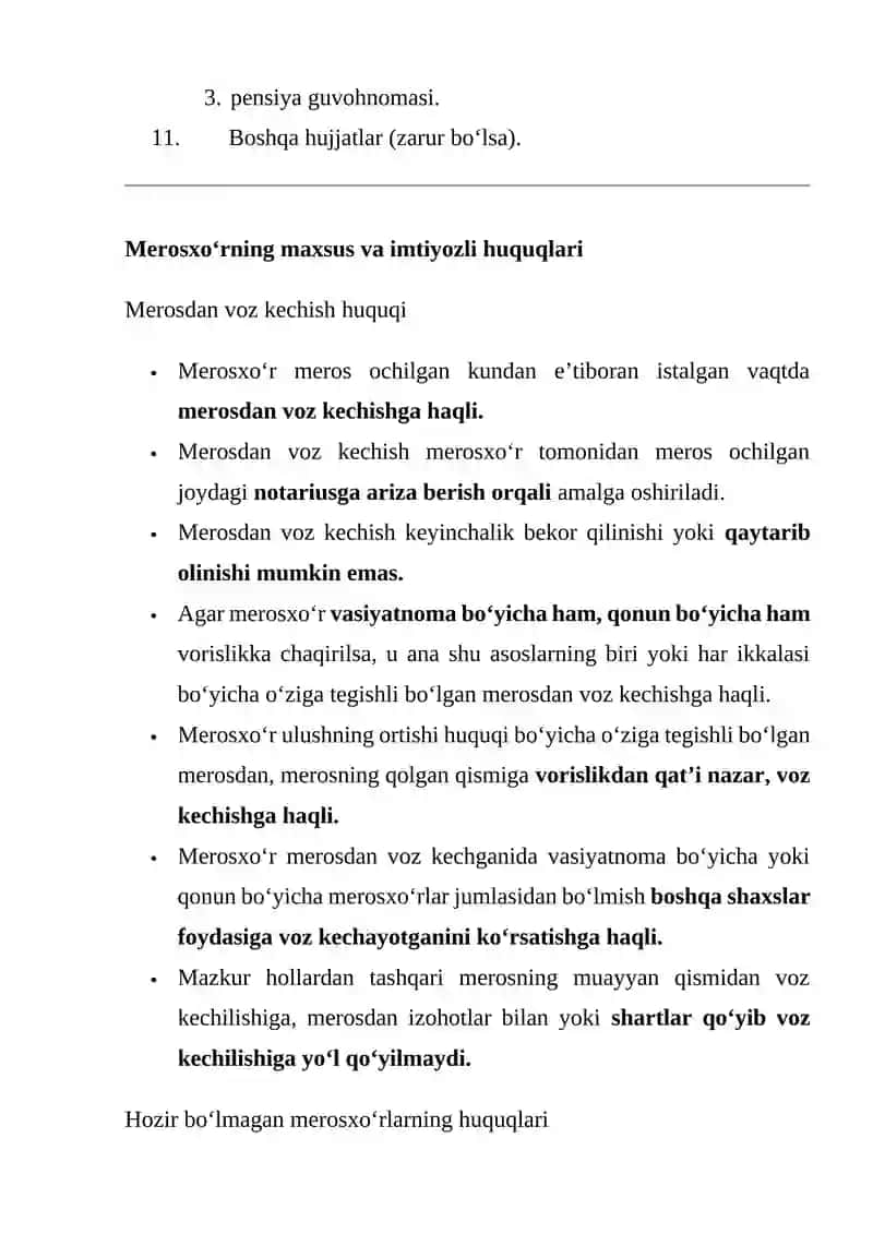 Guvohnoma olish uchun notarial idoraga taqdim etiladigan hujjatlar 3