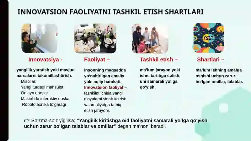 INNOVATSION FAOLIYATNI TASHKIL ETISH SHARTLARI 3