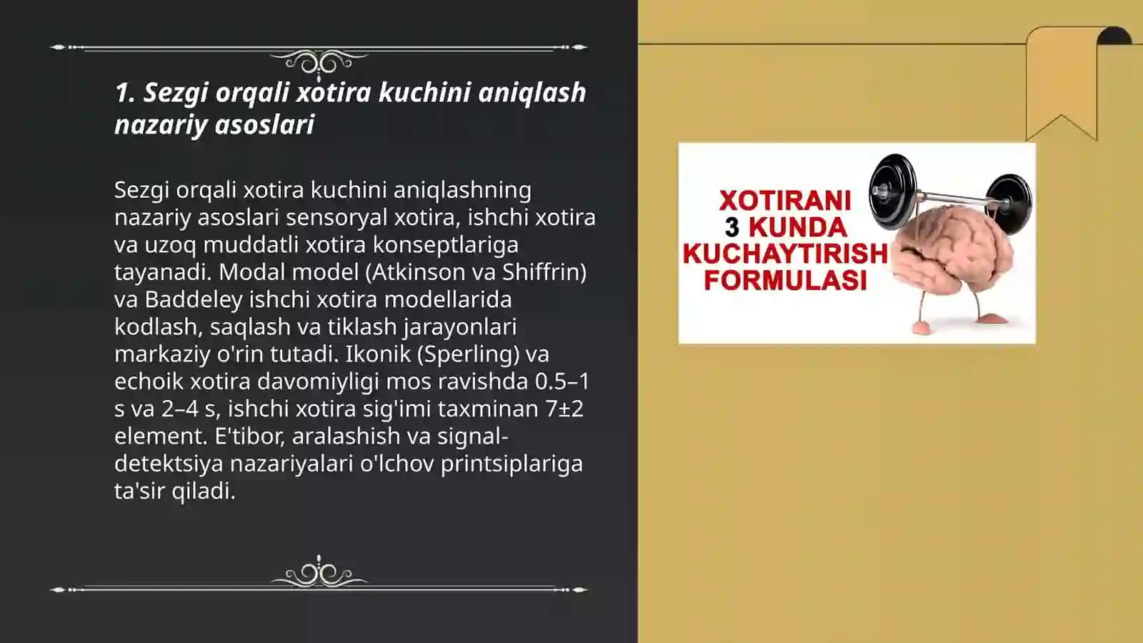 Sezgi orqali xotira kuchinni o'lchash 3