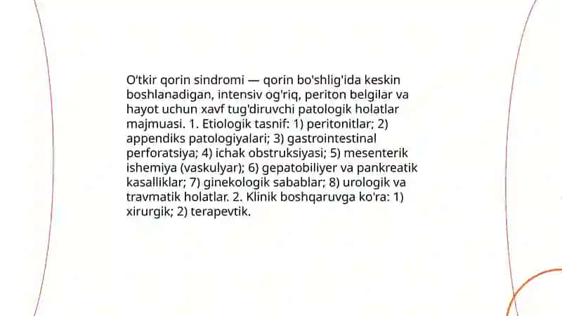 Oʻtkir qorin sindromi va uni oʻz vaqtida tashxislash 3