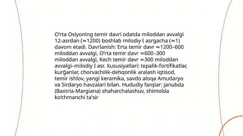 Oʻrta Osiyoning temir davr manzlgoxlar Muxtorov Tolmos 3