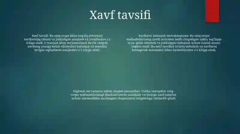Oziq-Ovqat Xavfsizligini Baholash Metodologiyasi Va Gigienik Normalash Printsiplari 3