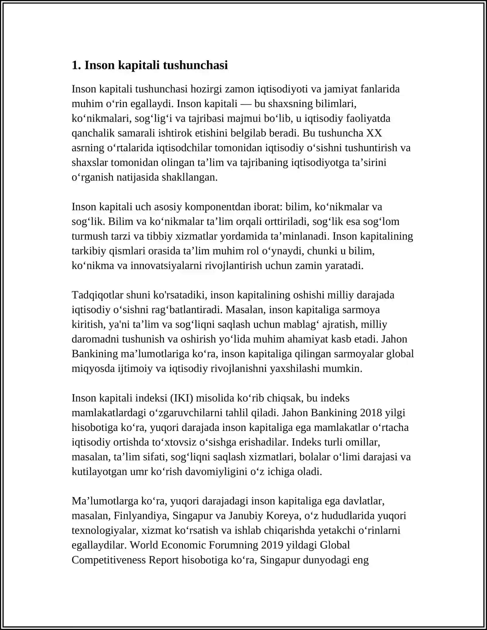 INSON KAPITALI VA UNI ZAMONAVIY IQTISODIYOTDAGI ROLI 3
