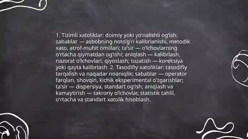 Fizik kattaliklarni o‘lcjashdagi xatoliklar 3