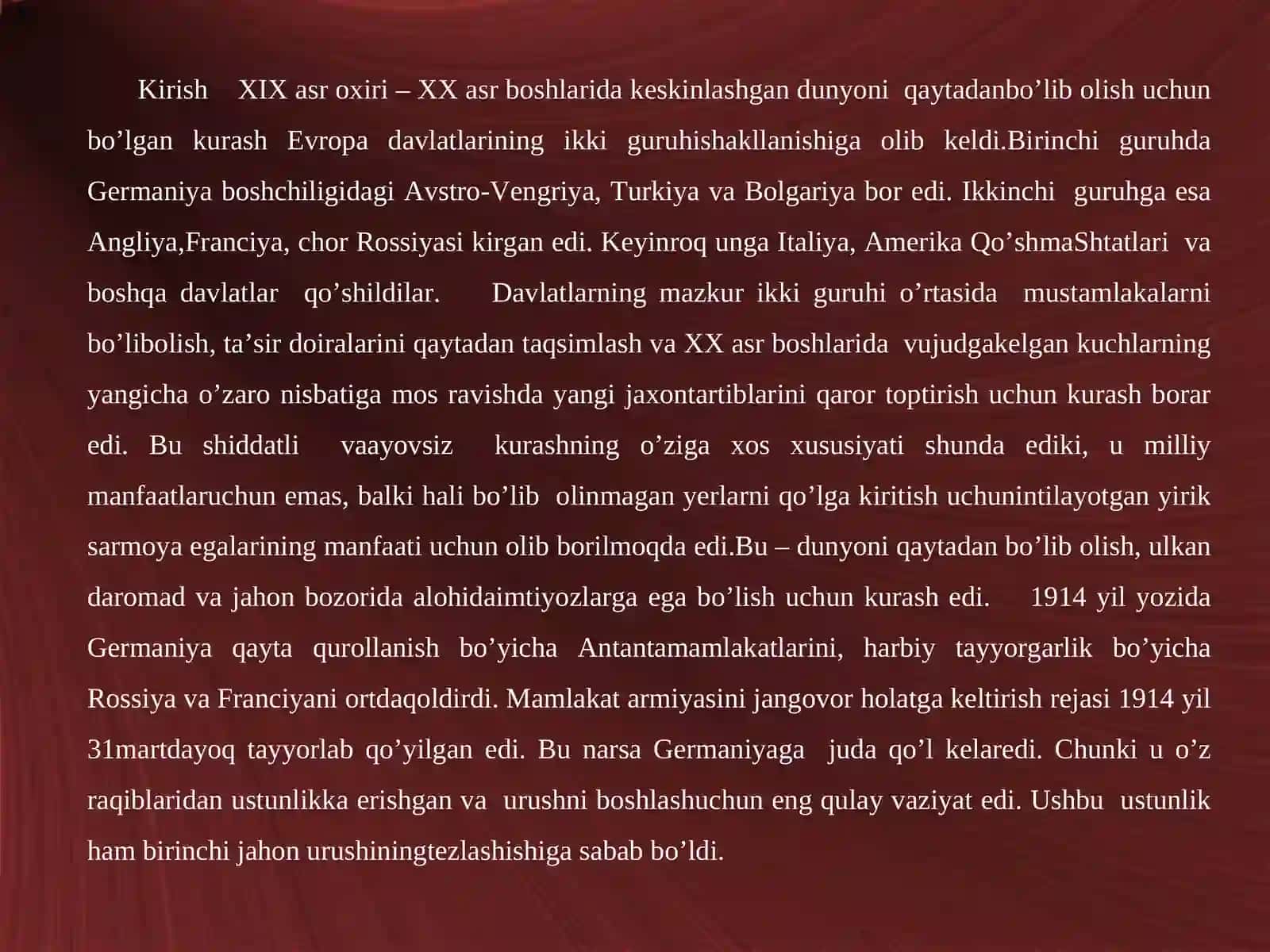 Birinchi jahon urushi arafasida xalqaro munosabatlar 3