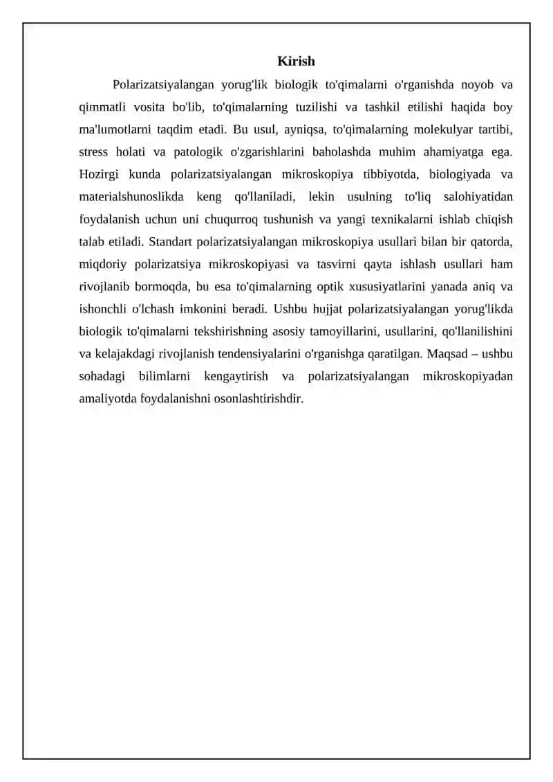 Biologik to'qimani qutblangan yorug'likda tekshirish 3