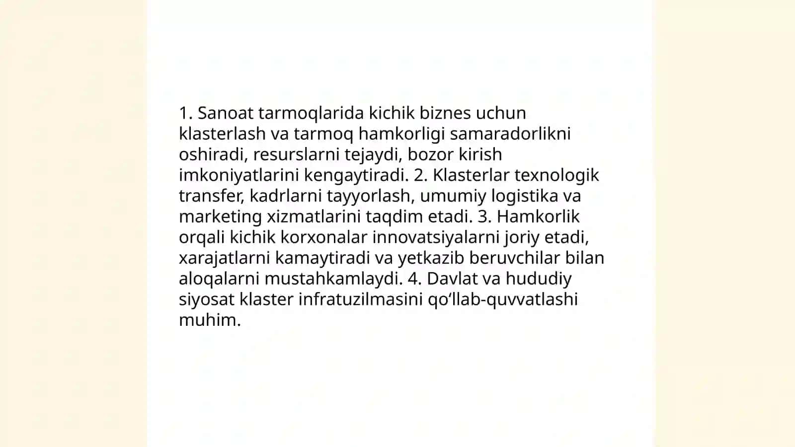 Sanoat tarmoqlarida kichik biznes uchun klasterlash va tarmoq hamkorligi 3