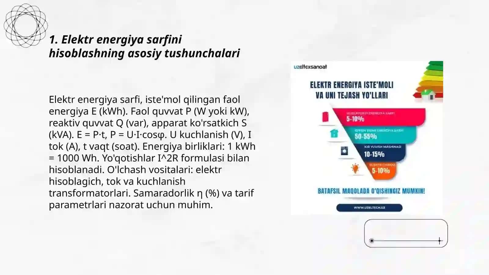 Elektr energiya sarfini hisoblash va nazorat qilish usullari 3