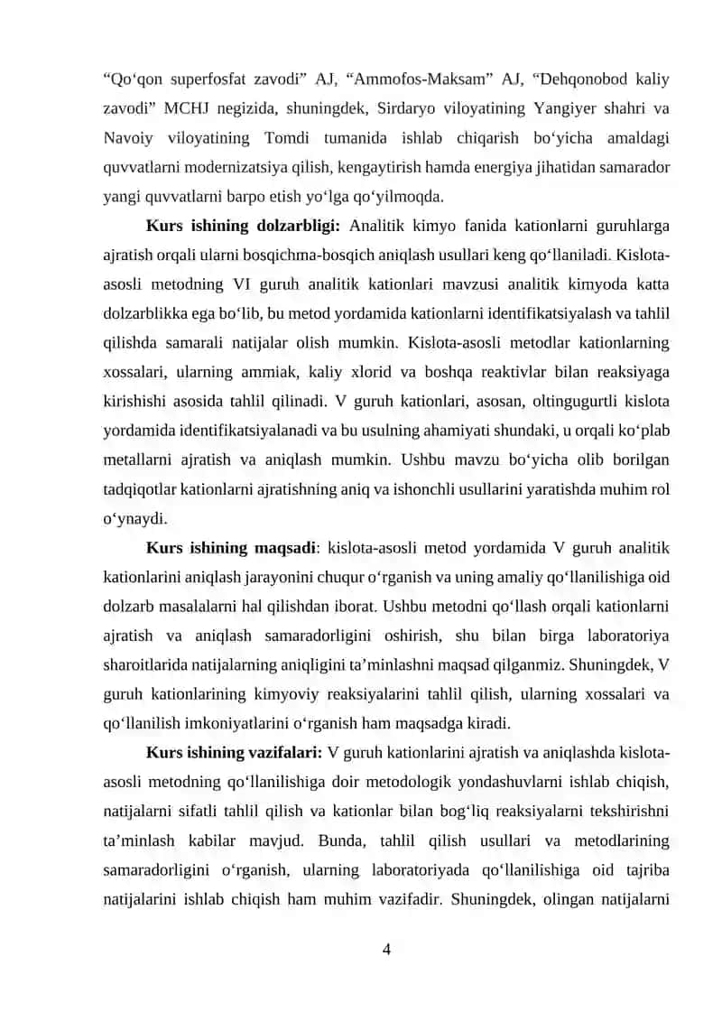 V analitik guruh kationlarining umumiy tavsifi va guruh reagent 3