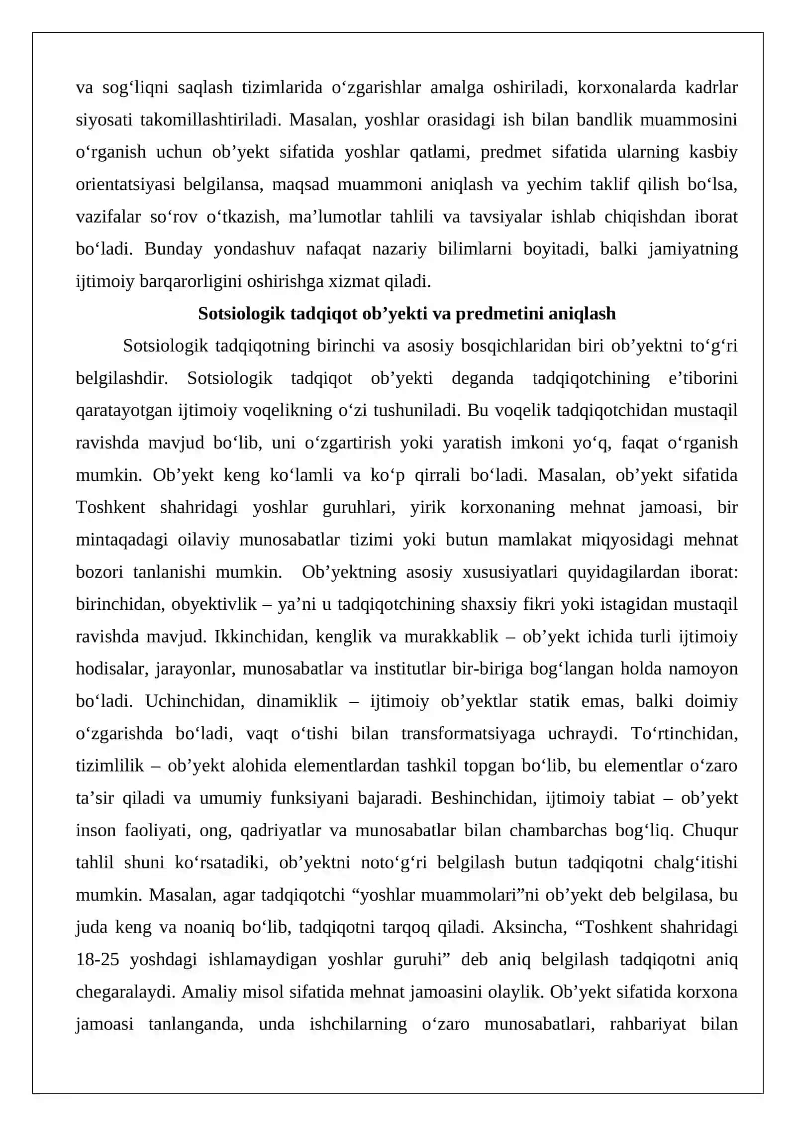 Sotsiologik tadqiqot ob’yekti, prеdmеti, mаqsаd vа vаzifаlаrini bеlgilаsh 3