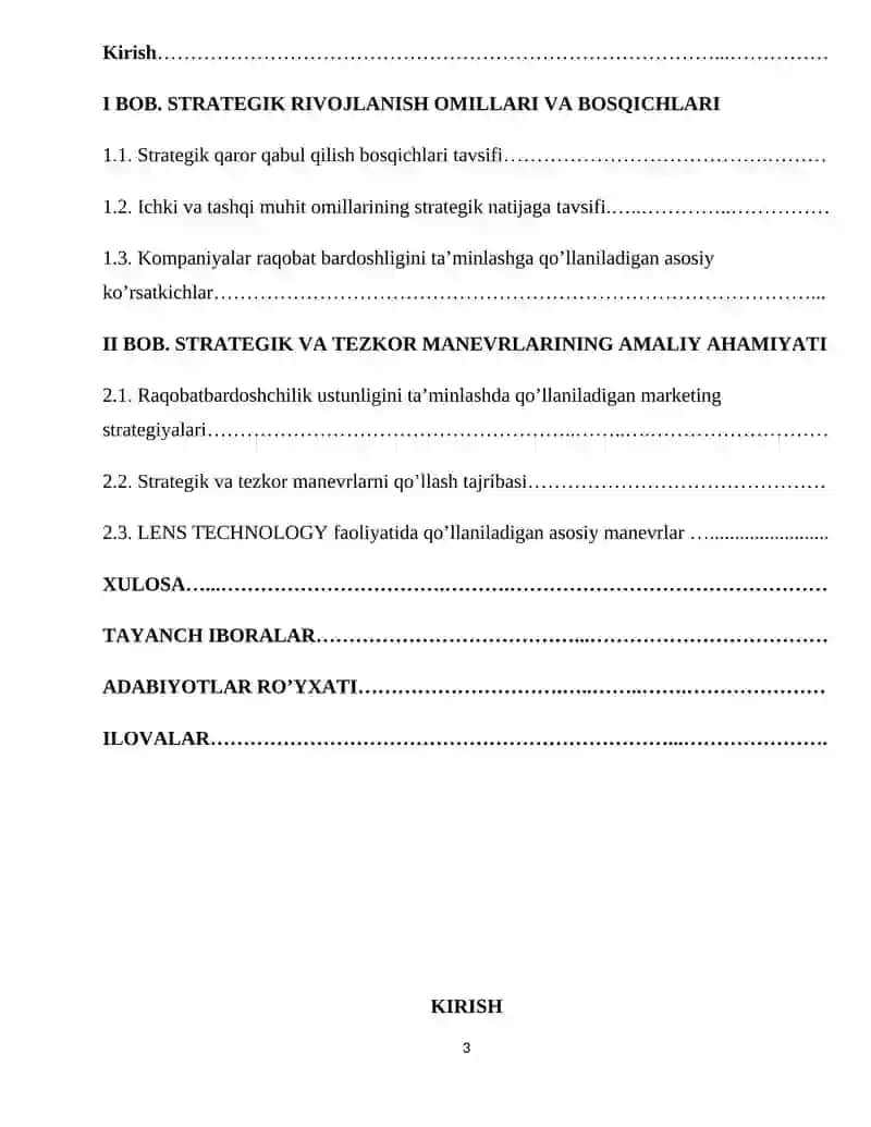 O’ZGARUVCHAN MUHITDA FIRMANING STRATEGIK VA TEZKOR MANEVRLARI 3