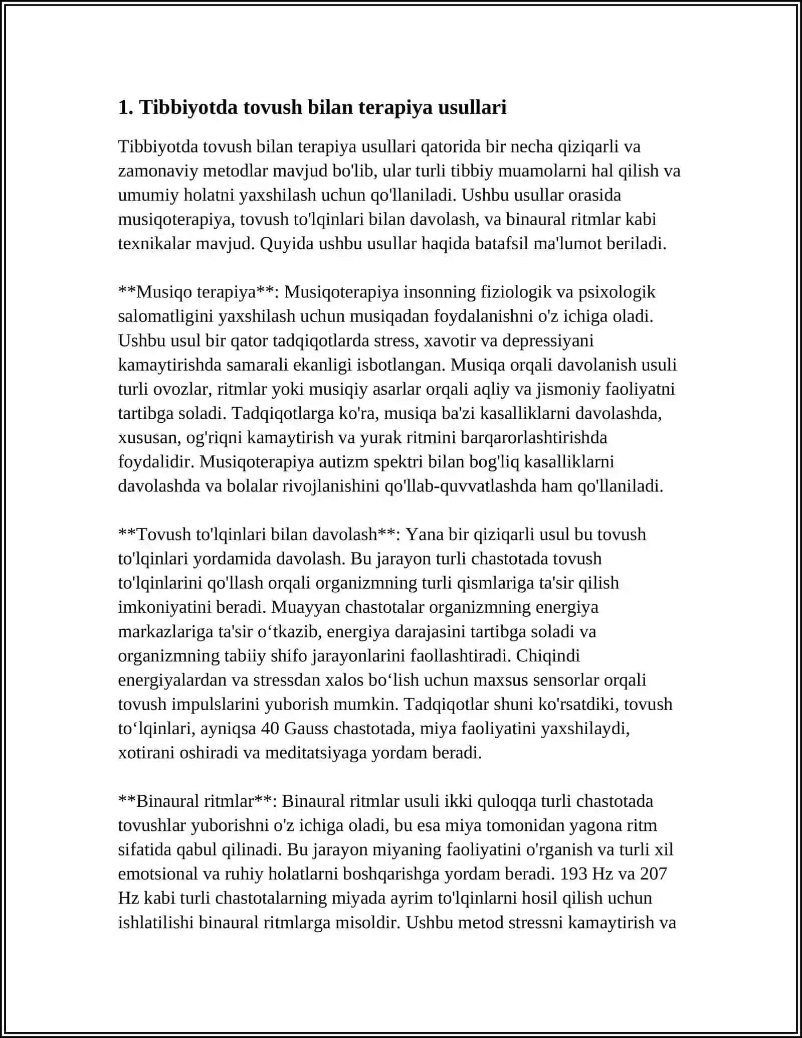Tibbiyotda tovush bilan terapiya usullari 3