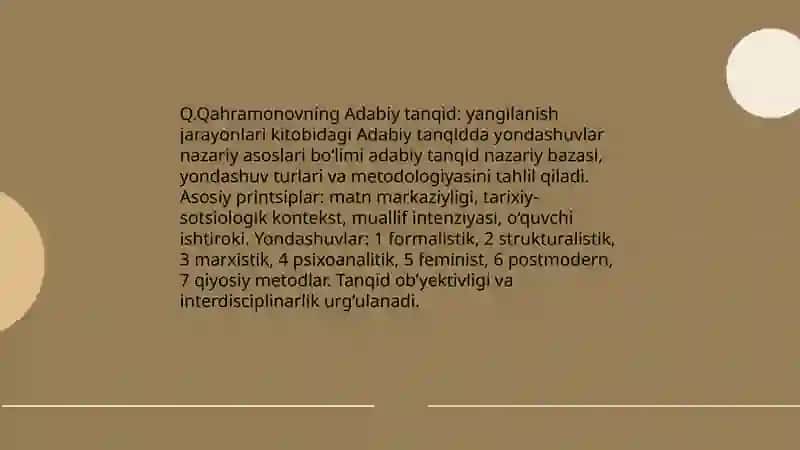 Adabiy tanqid:yangilanish jarayonlari 3