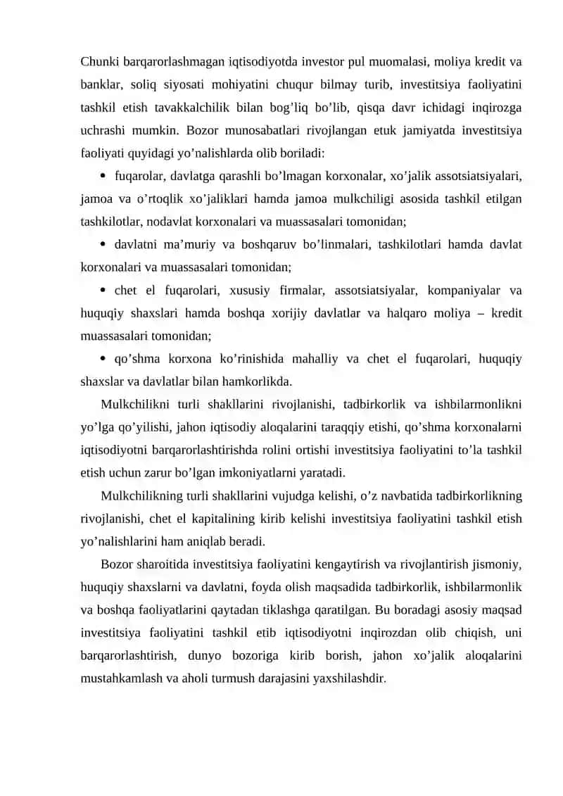 Investitsiya faoliyatini moliyalashtirish  manbalari va usullari 3