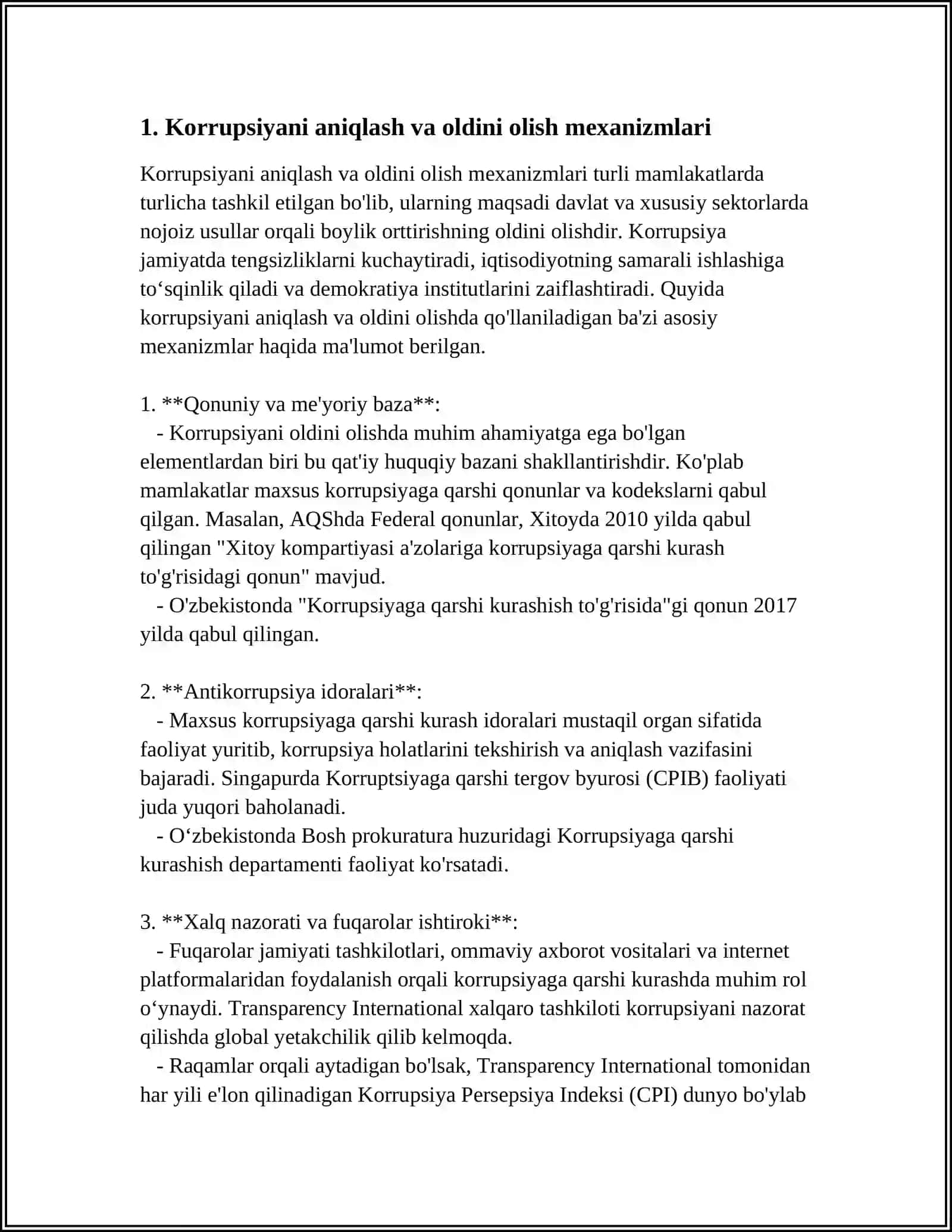O'ZBEKISTON RESPUBLIKASINING KORRUPSIYAGA QARSHI KURASHISH SOHASIDAGI QONUNNING MAZMUN-MOHIYATI 3