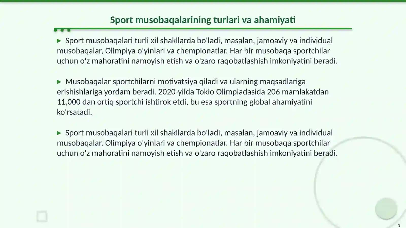 Sport musobaqalari va sportchilarni tayyorlash tizimi 3