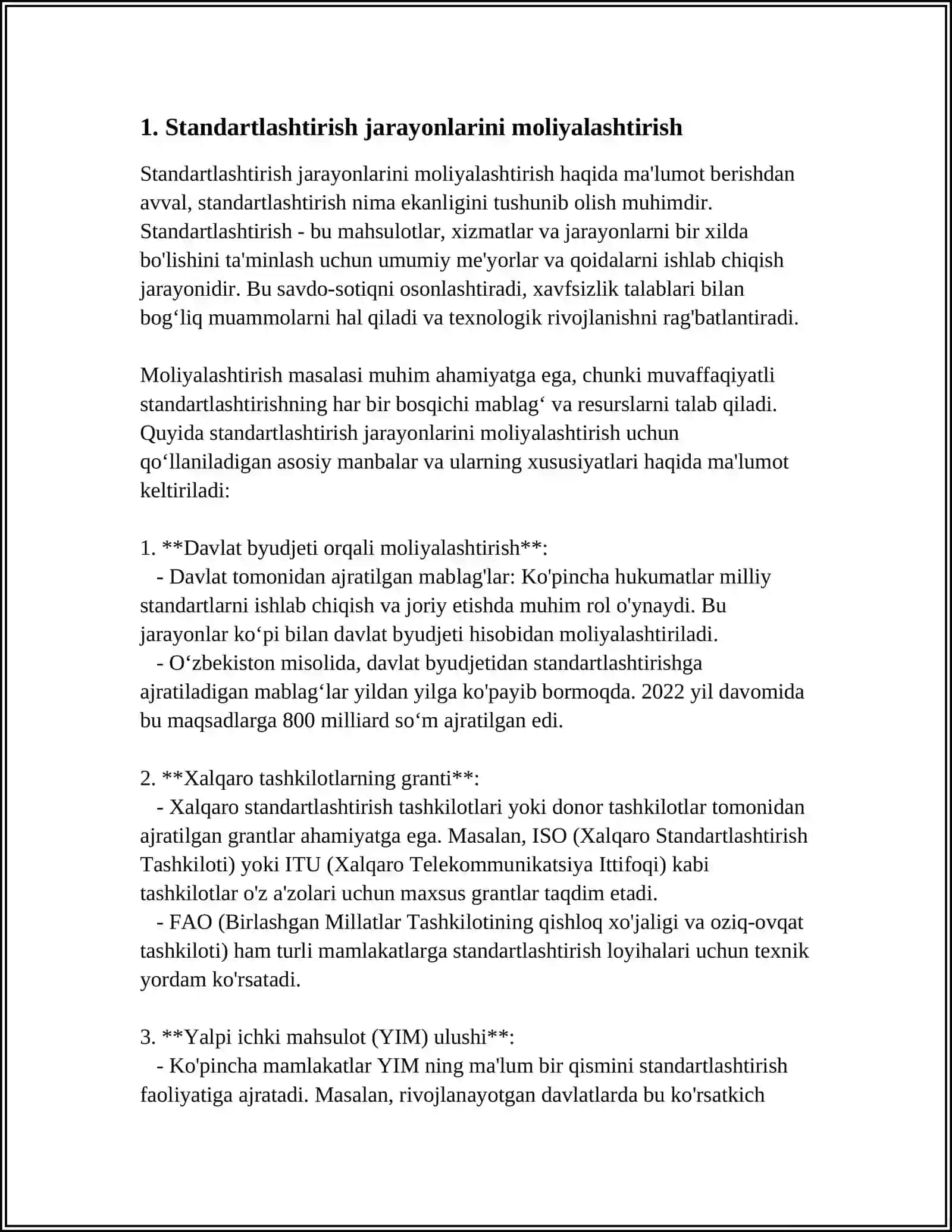 METROLOGIYA ISHLARINI MOLIYALASHTIRISH MASALALARIGA MISOL? 3